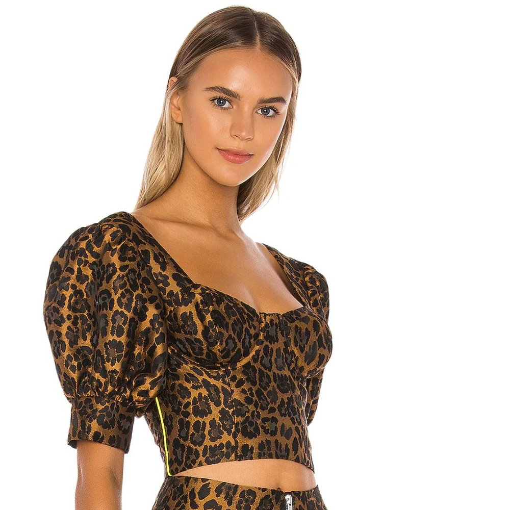 For Love & Lemons bustier leopard top LARGE
